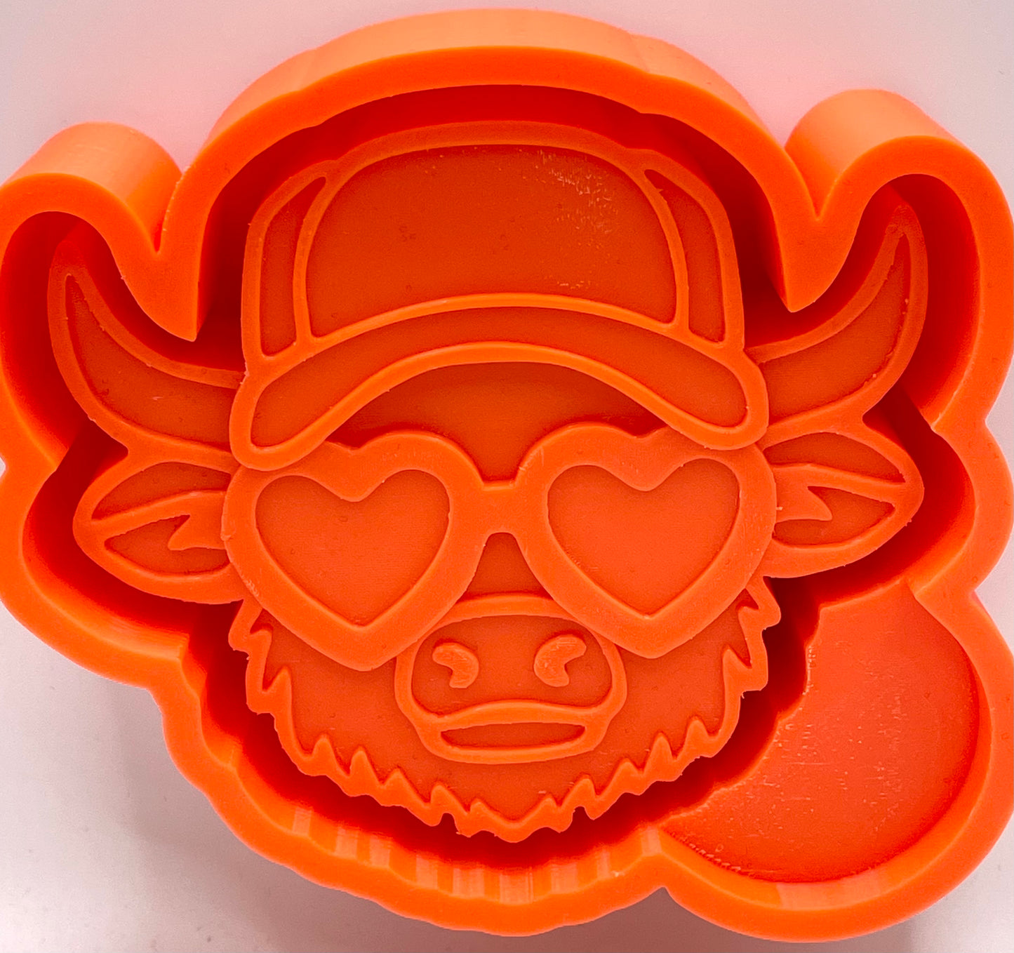 Heart Glasses and Baseball Cap Cool Highland Cow Mold