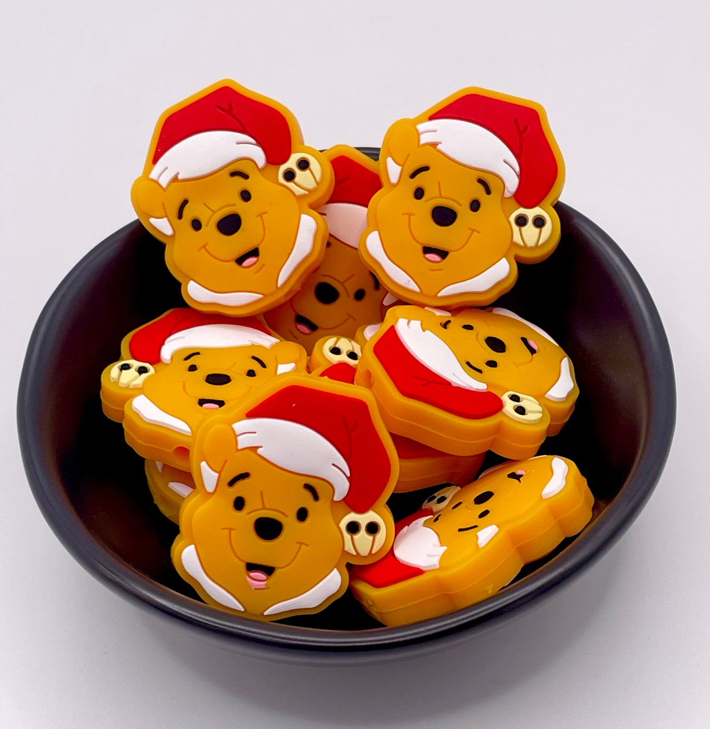 Honey Bear with Jingle Bell Christmas Hat Focal Bead