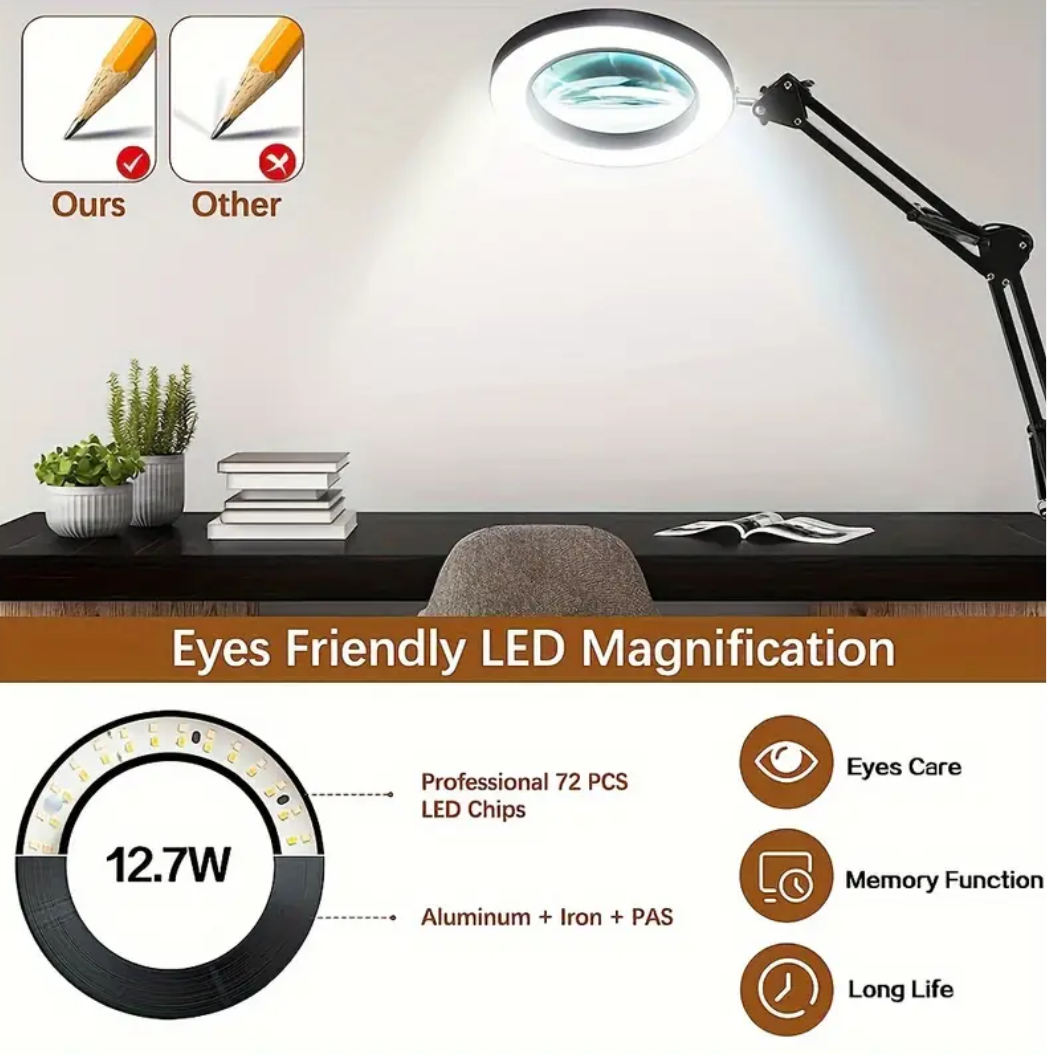 Magnifying LED Clamp On Lamp