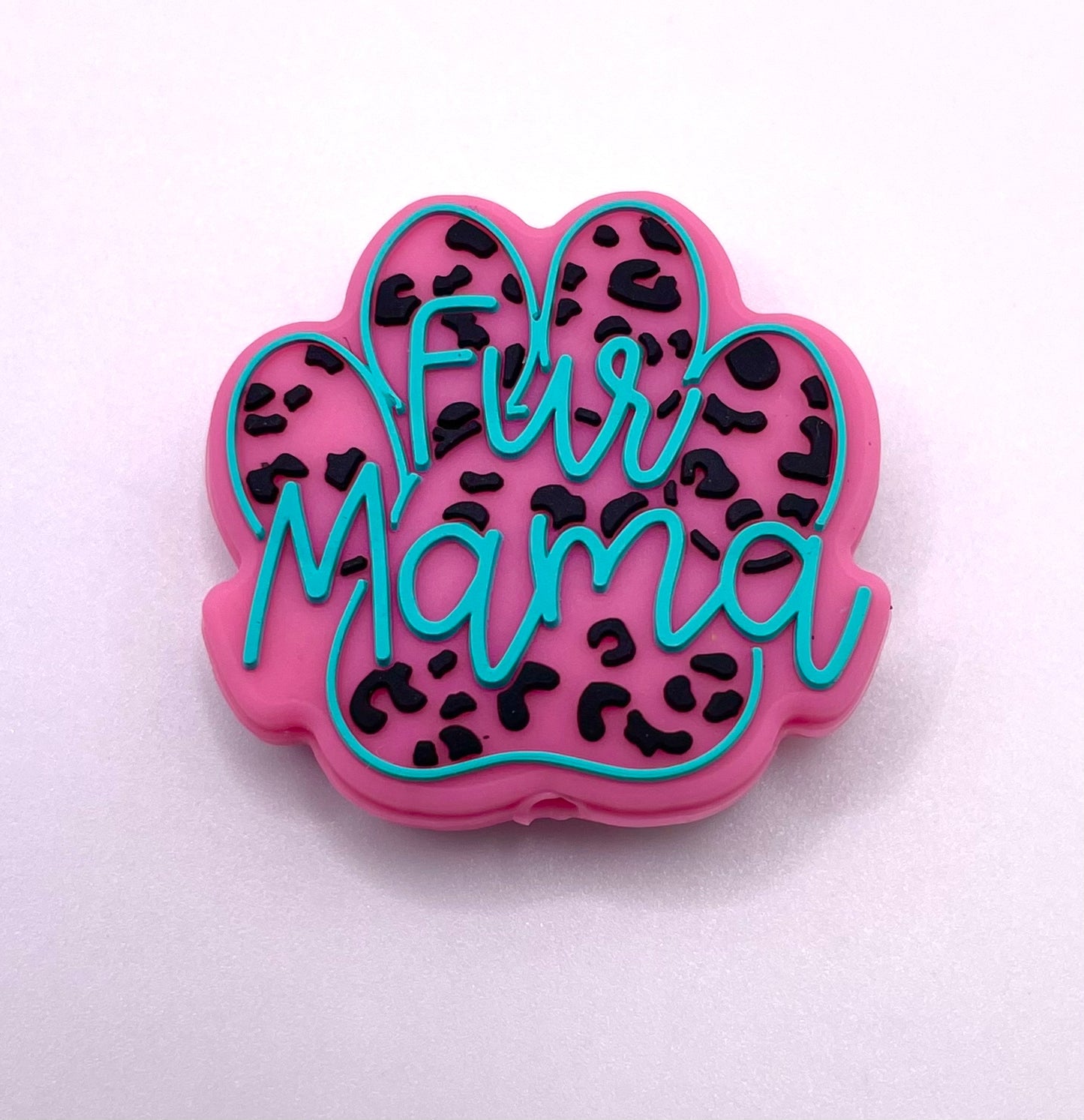 Leopard Fur Mama Paw Print Focal Bead