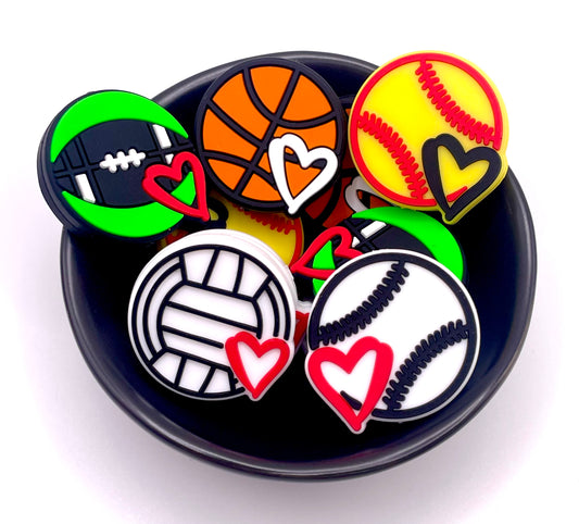 Sport Ball Heart Focal Bead