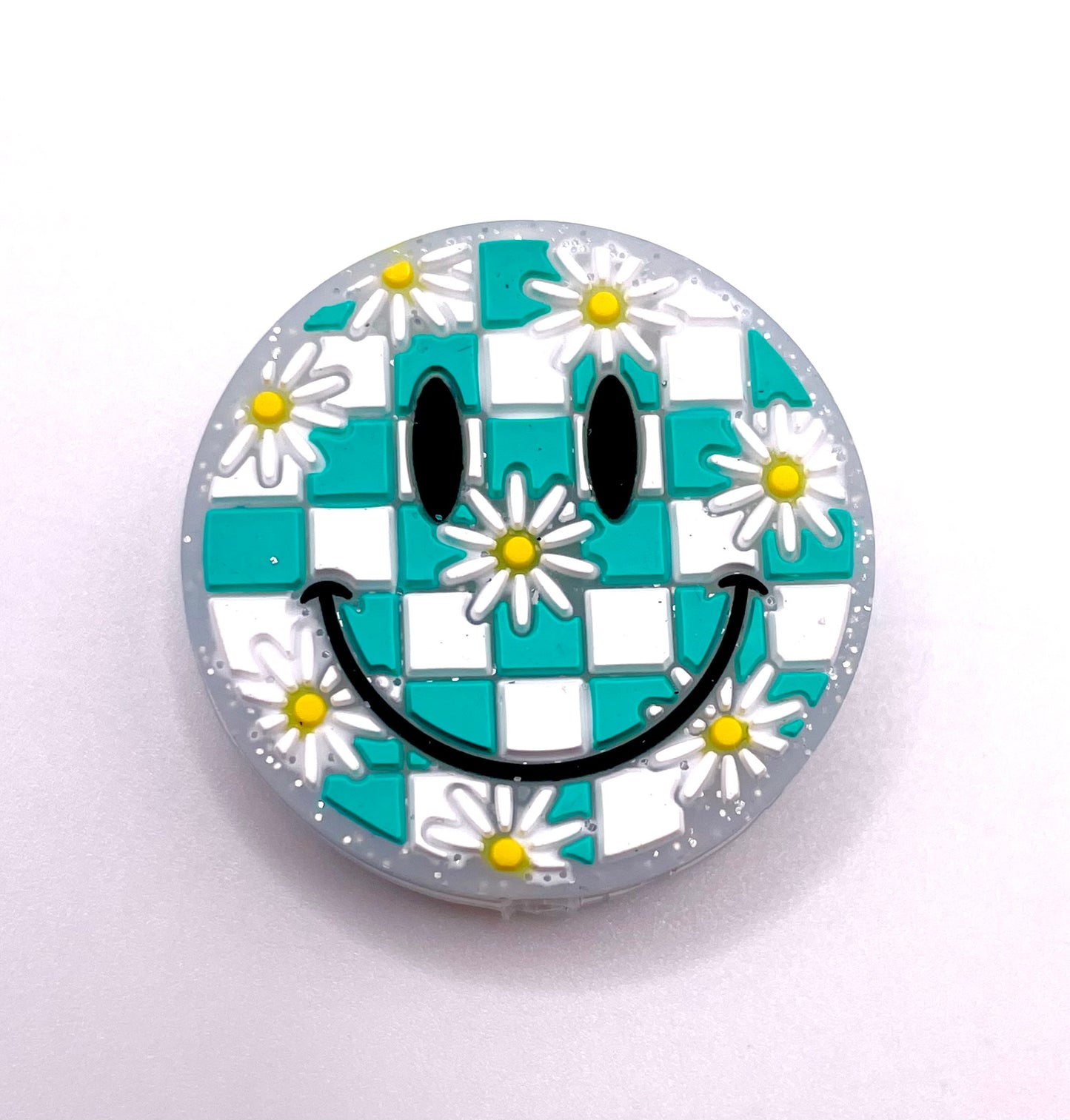 Checkered Daisy Smiley Focal Bead