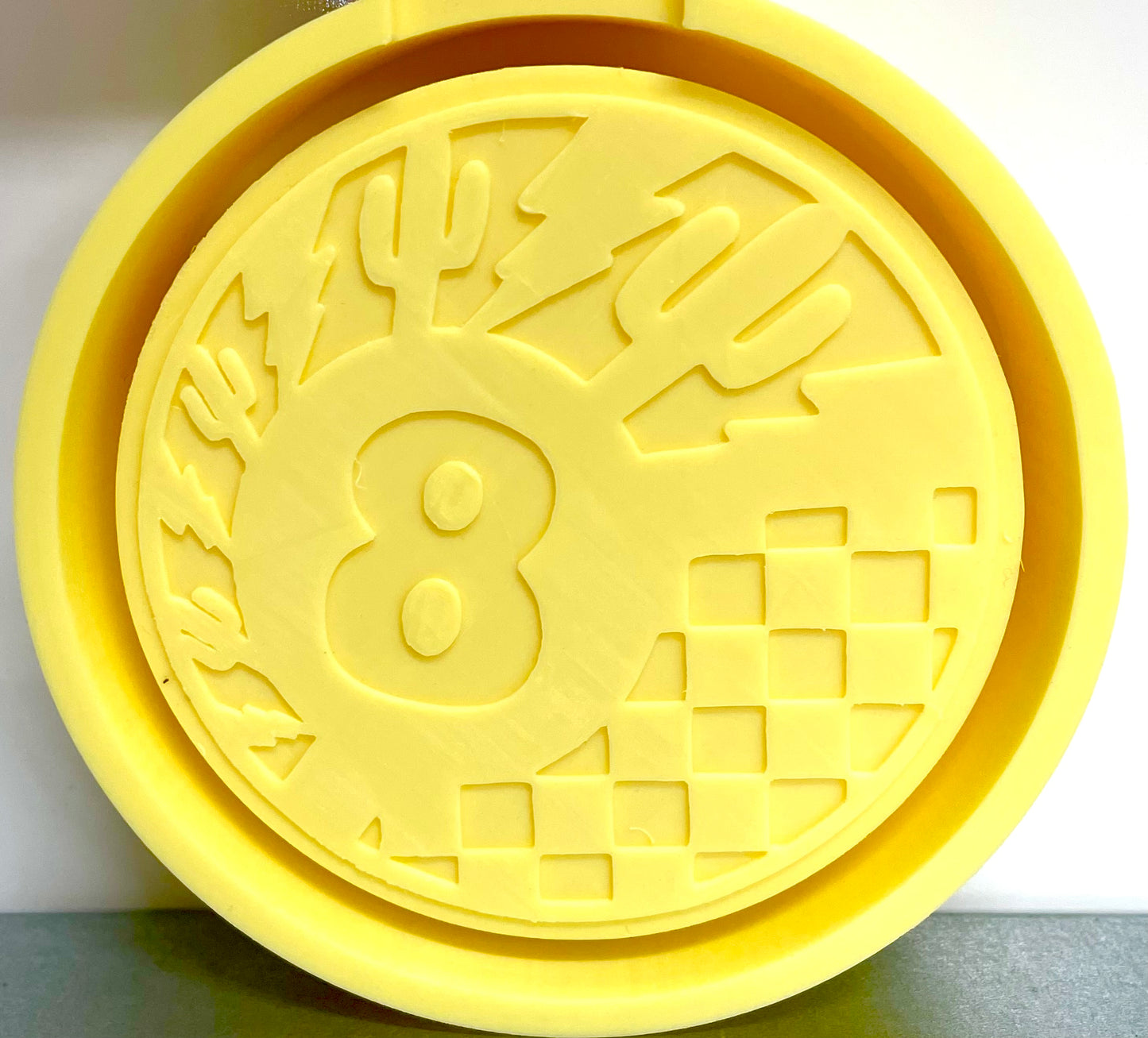 Lightening Bolt and Cactus Checkered 8 Ball Mold
