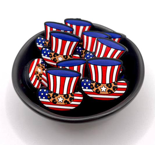 USA Flag Top Hat Focal Bead