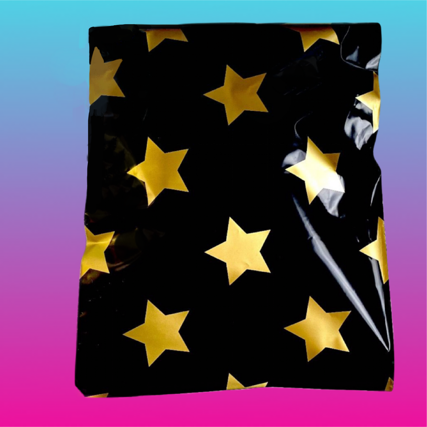 Black with Gold Stars Poly Mailers