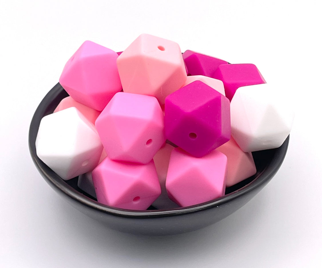 17mm Hexagon Silicone Beads