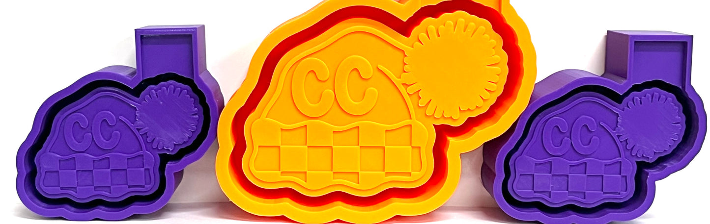 Checkered Winter Hat Beanie & Vent Clip Mold Set