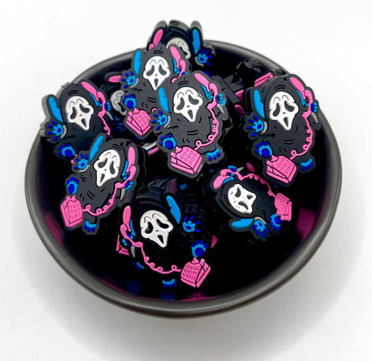 Cartoon Blue Guy Dressed In Halloween Scary Mask Focal Bead