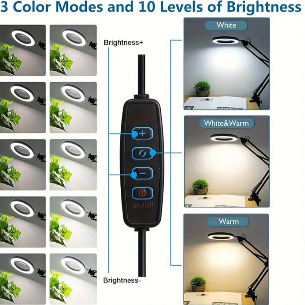 Magnifying LED Clamp On Lamp