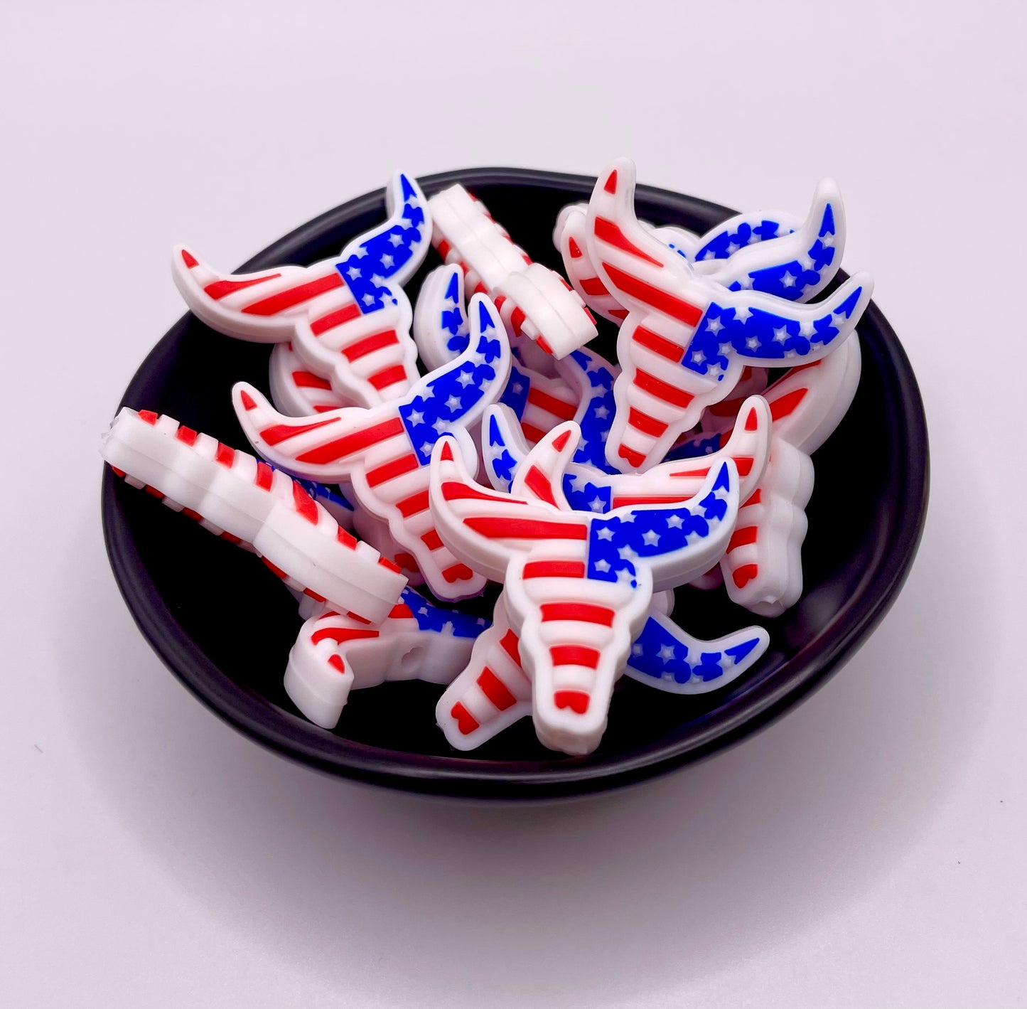 Flag Print Steer Focal Bead