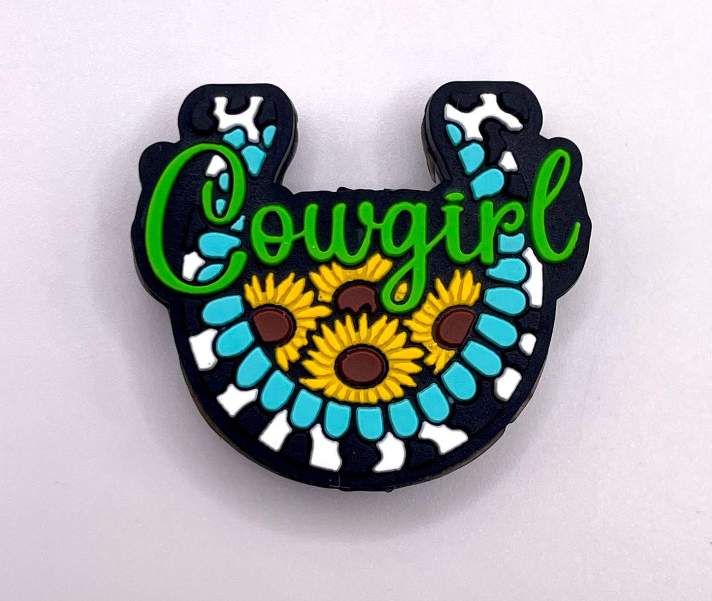 Cowgirl Sunflower Horseshoe Focal Bead