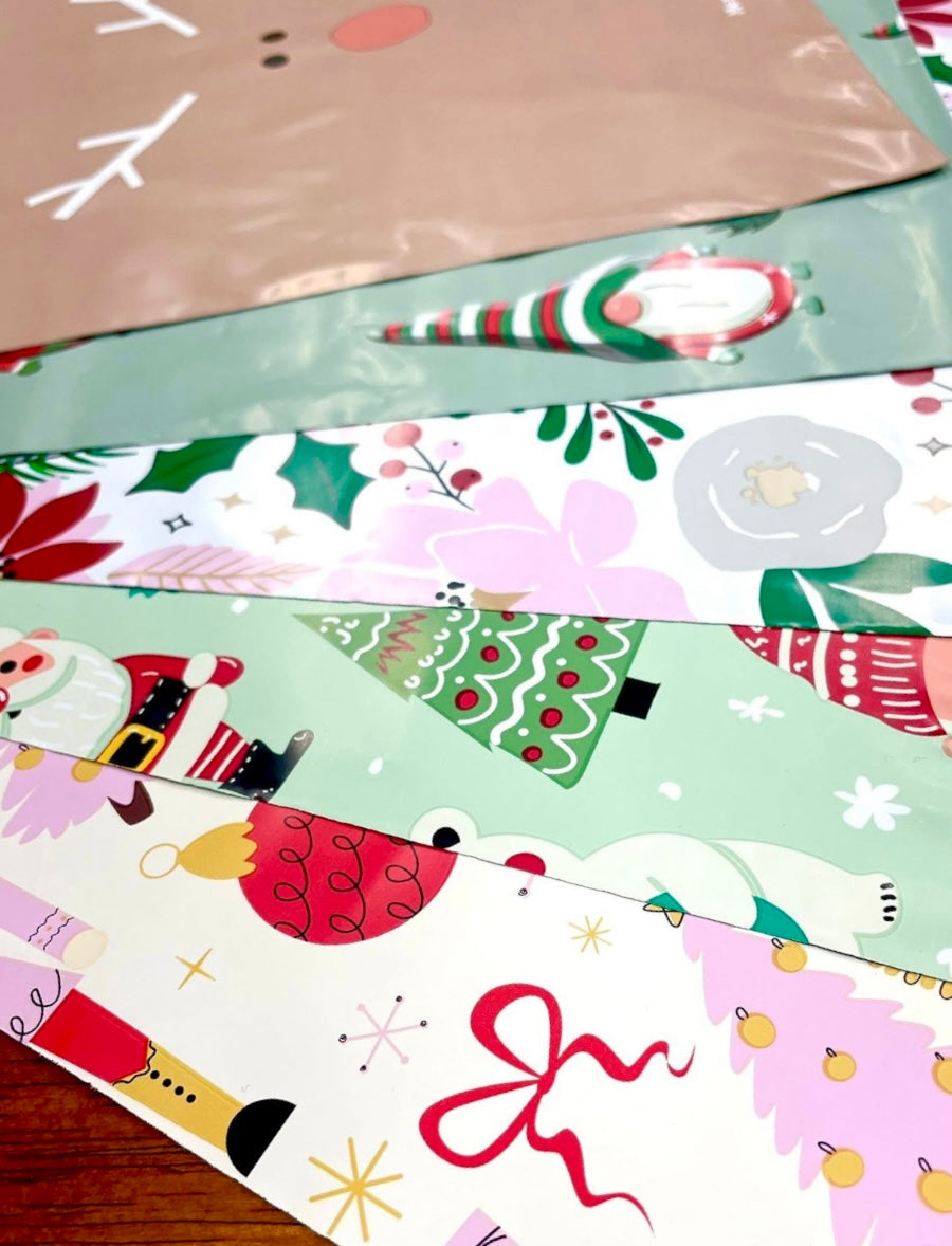 Christmas Mixed Design Poly Mailers