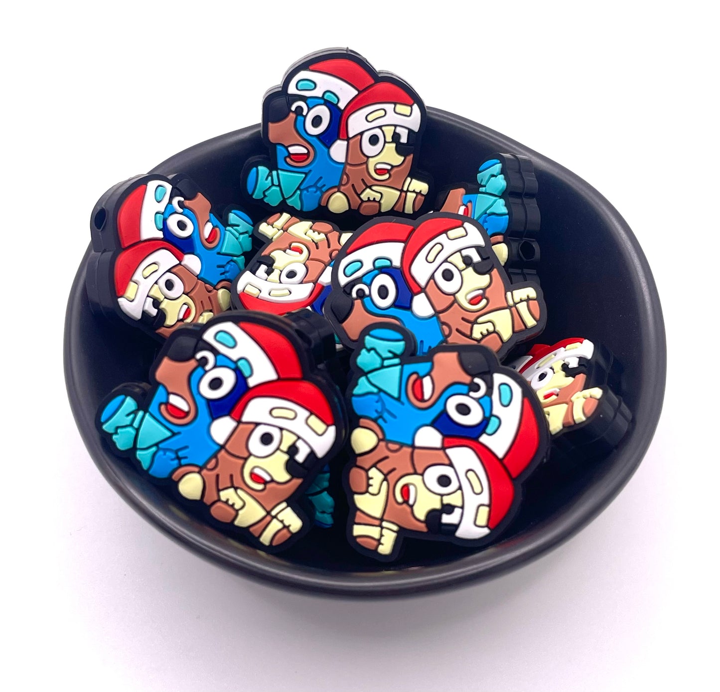 Blue Guy and Friend Christmas Focal Bead