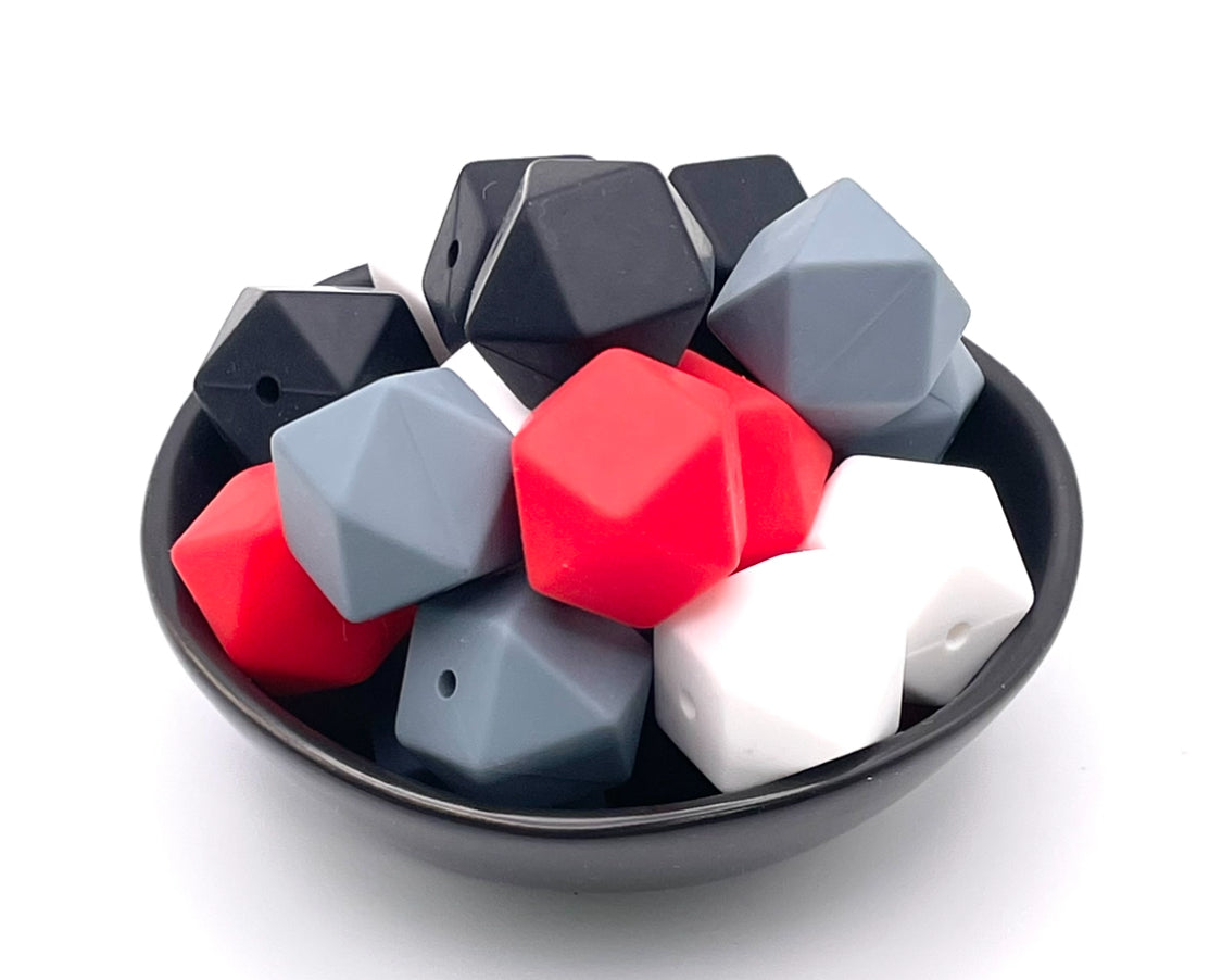 17mm Hexagon Silicone Beads