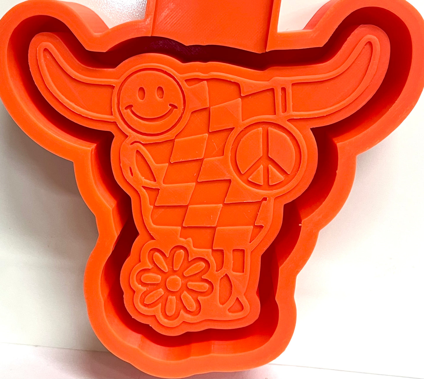 Groovy Checkered Bull Skull Mold