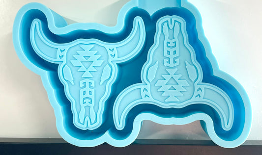 Tribal/Aztec Bull Skull Vent Clip Mold