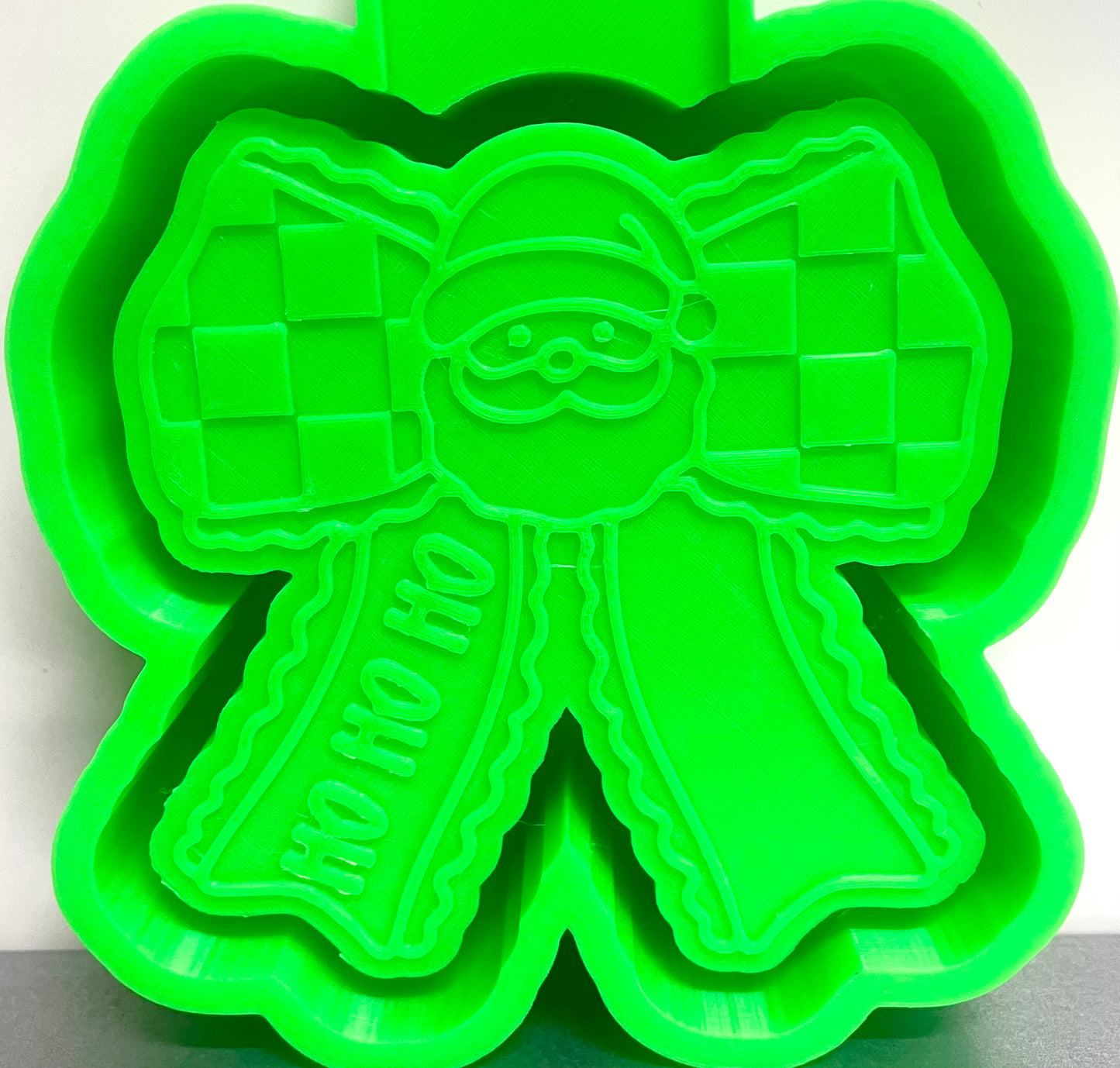 Santa Ho Ho Ho Checkered Bow Mold