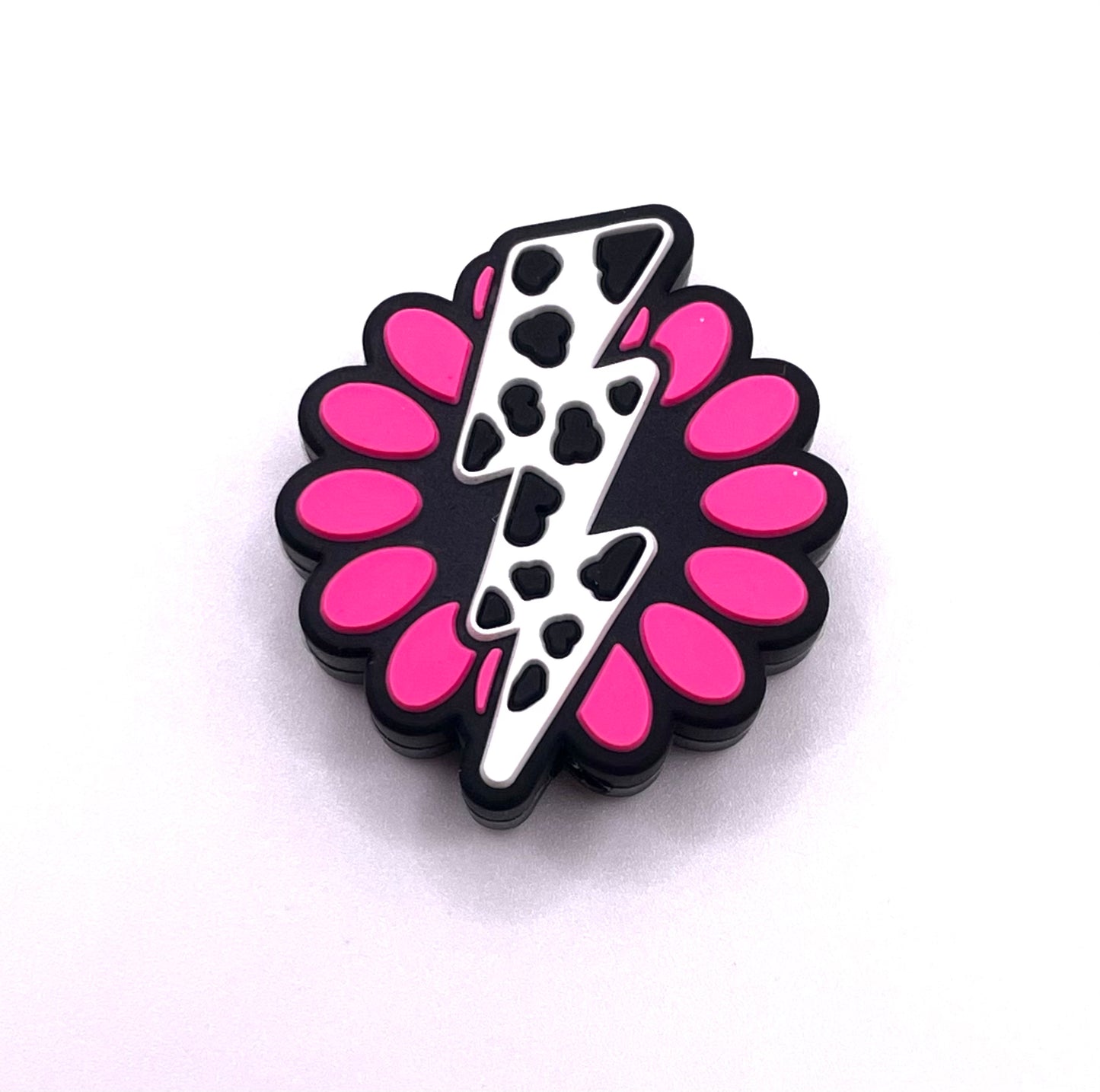 Cow Print Lightening Bolt Concho Focal Bead