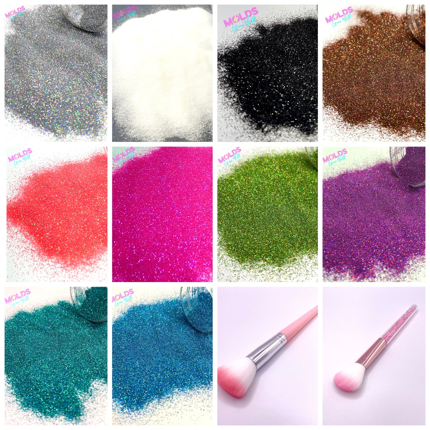 Glitter Dust Bundle (10 Colors + Lg and Med Brushes) $75 Value