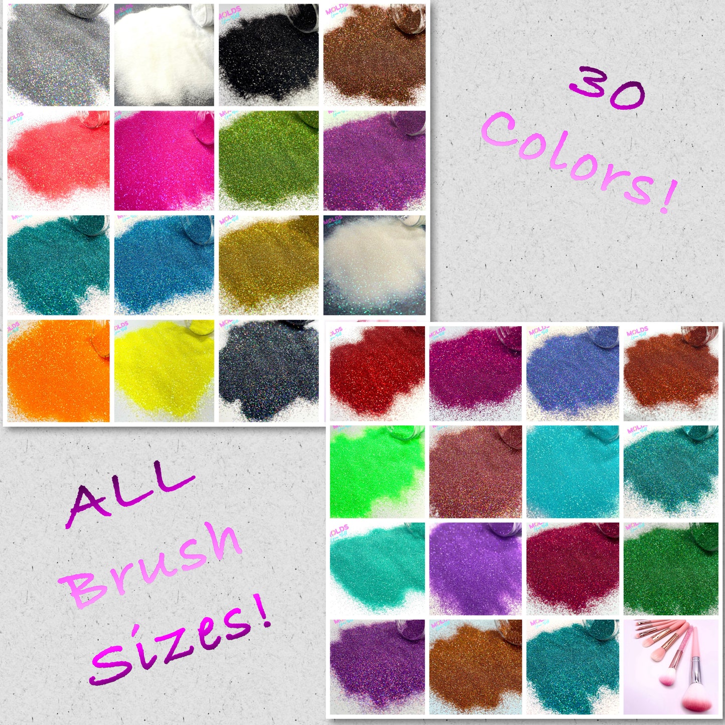 Glitter Dust Bundle WOWZA (30 colors + All Brush Sizes) $220 Value