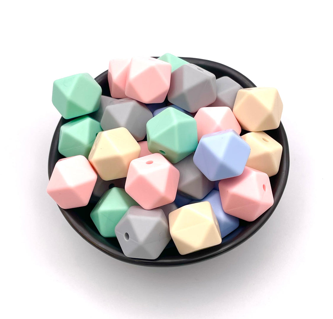 15mm Hexagon Silicone Beads