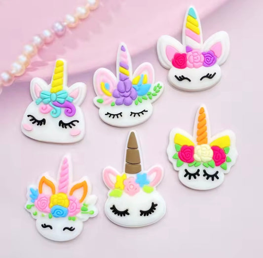 Unicorn Face Resin Charms - 12 pc
