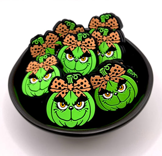 Pumpkin Green Christmas Guy Focal Bead