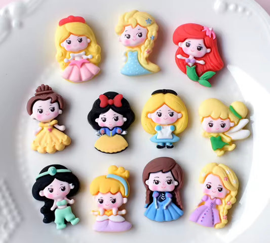 Cartoon Princess Resin Charms - 11 pc