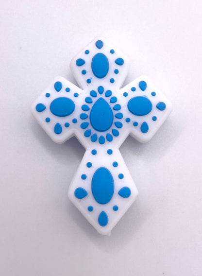 White Concho Cross Focal Bead