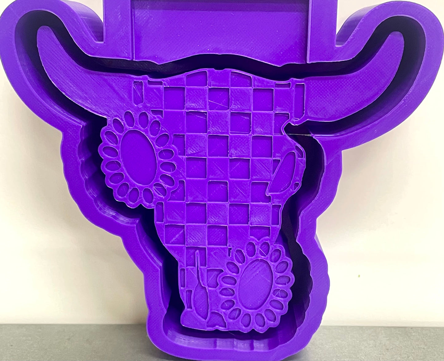 Checkered Concho Bull Skull Mold