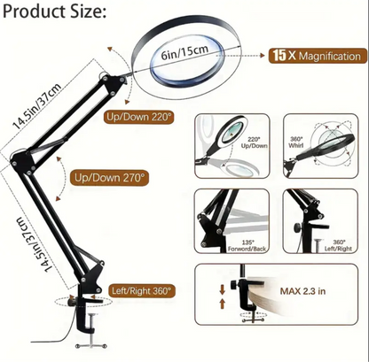 Magnifying LED Clamp On Lamp