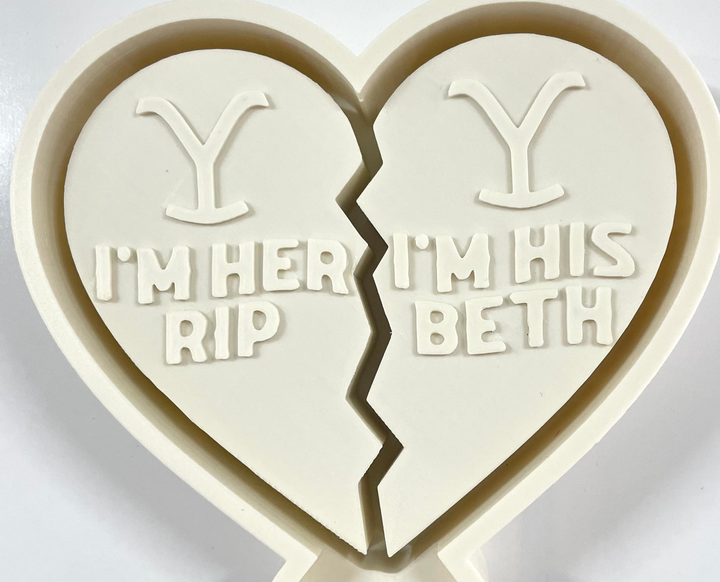 I’m Her RIP, I’m His Beth 2 Part Heart Mold