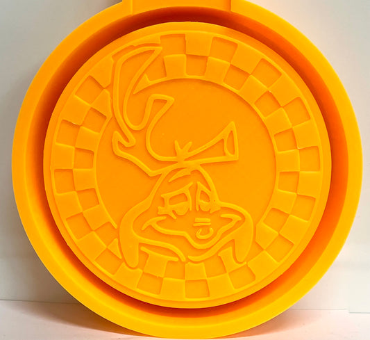 Checkered Circle Christmas Cartoon Reindeer Dog Mold