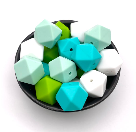 17mm Hexagon Silicone Beads