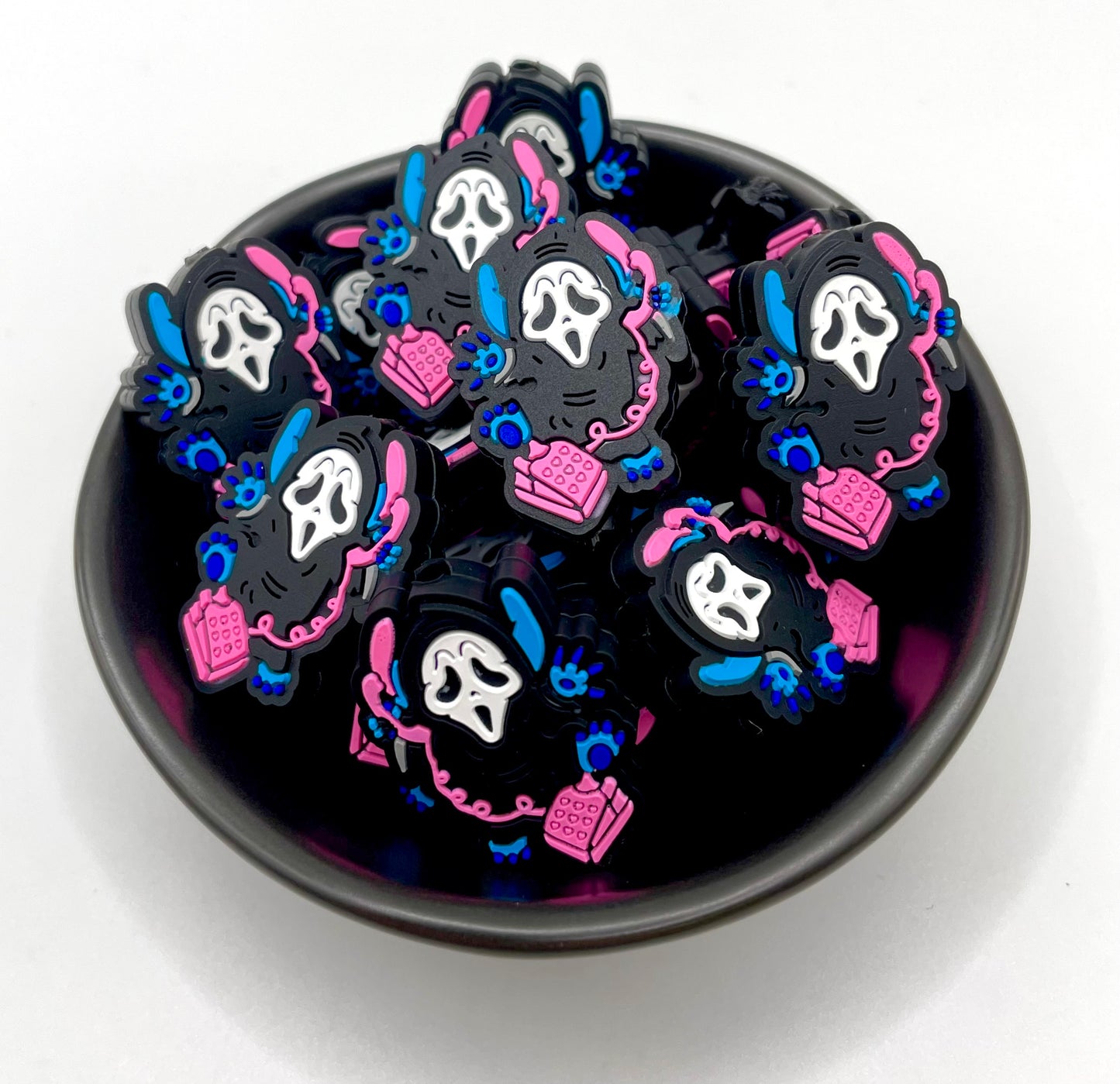 Cartoon Blue Guy Dressed In Halloween Scary Mask Focal Bead