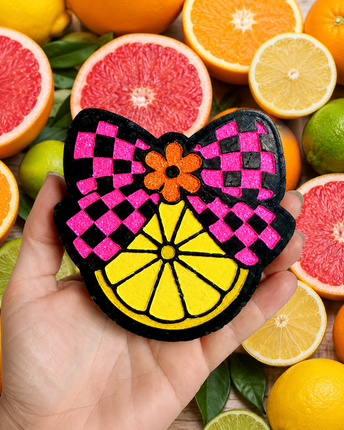 Retro Lemon With Checkered Bow Mold