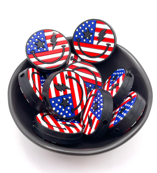 Smiley USA Flag Focal Bead