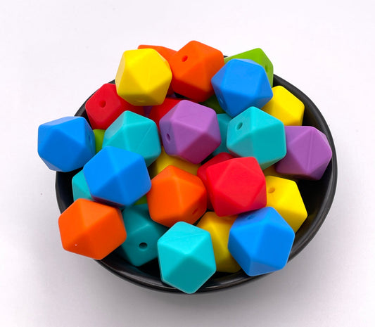 15mm Hexagon Silicone Beads