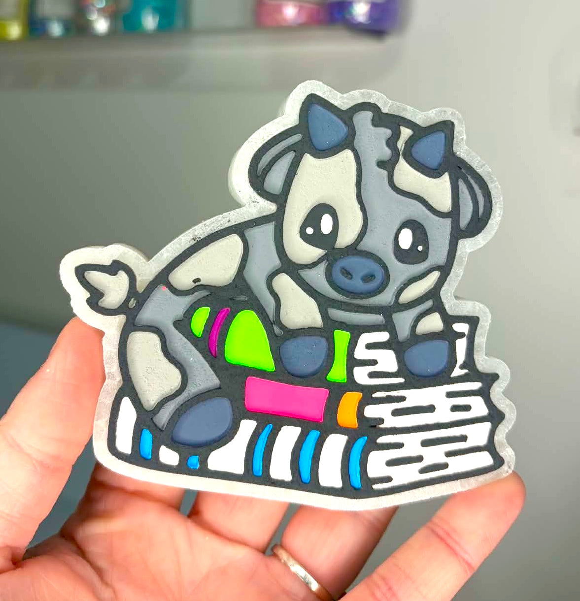 Cutie Cow on Books Mold