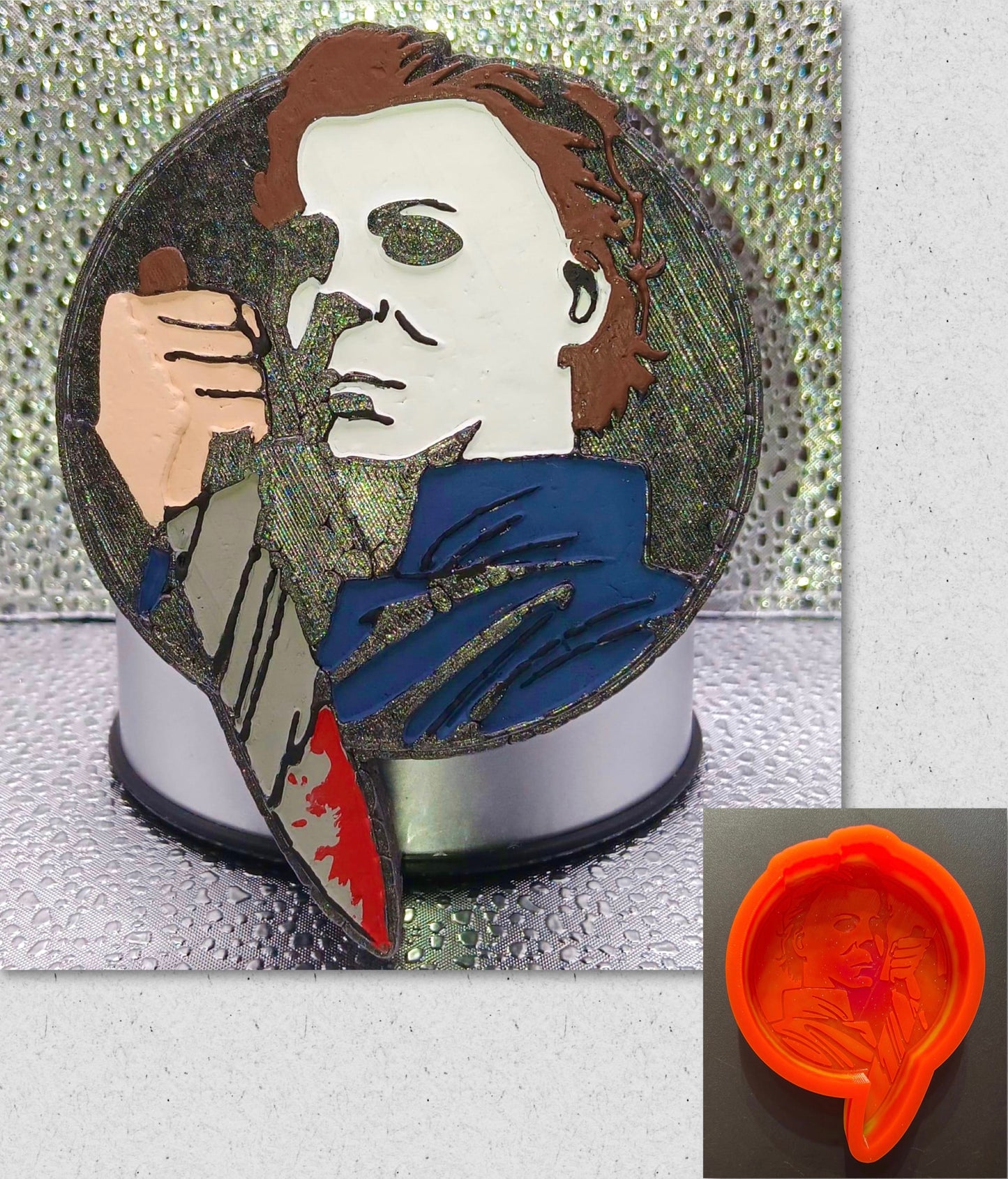 Halloween Guy Holding Knife Mold