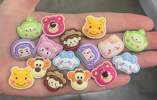 Cartoon Face Mix Resin Charms - 24 pc
