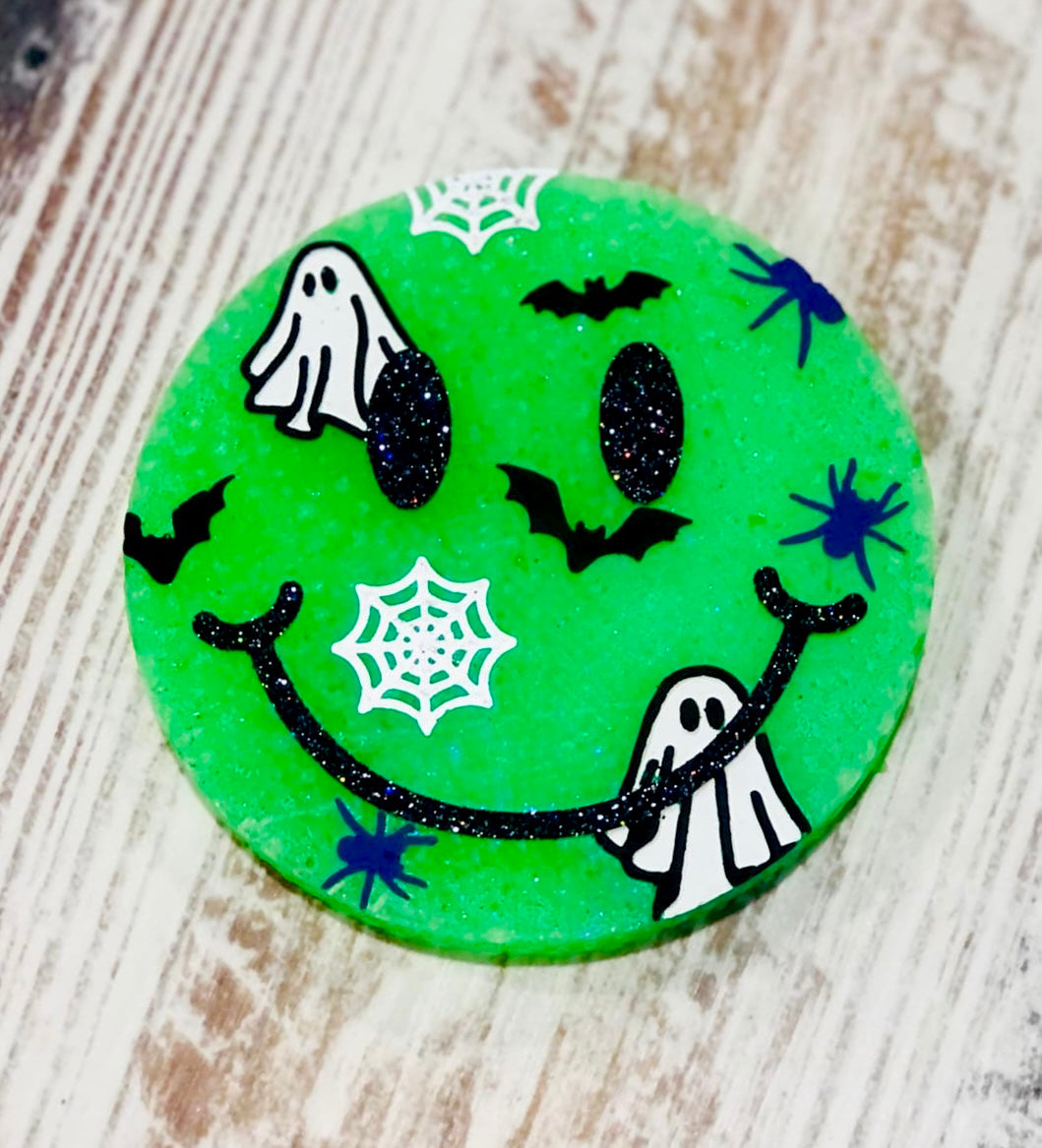 Ghosts, Bats, and Spider Webs Halloween Smiley Face Mold