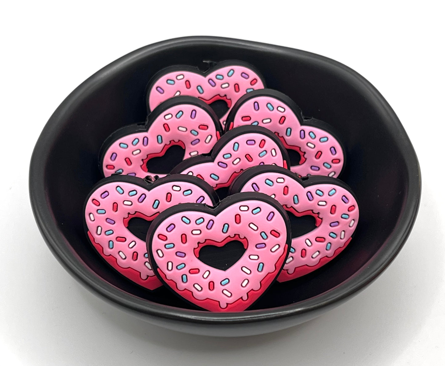 Heart Donut with Sprinkles Focal Bead