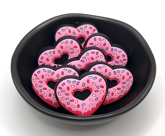 Heart Donut with Sprinkles Focal Bead