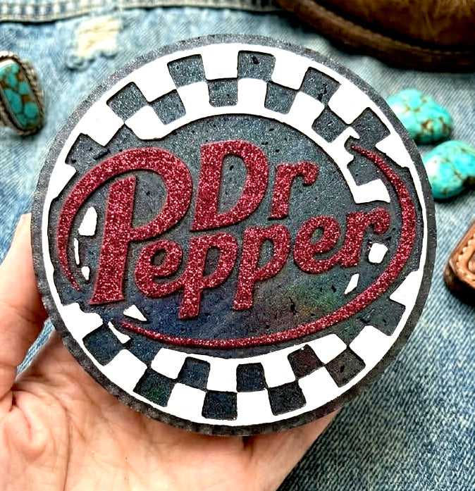 Checkered Circle Dr P Soda Mold