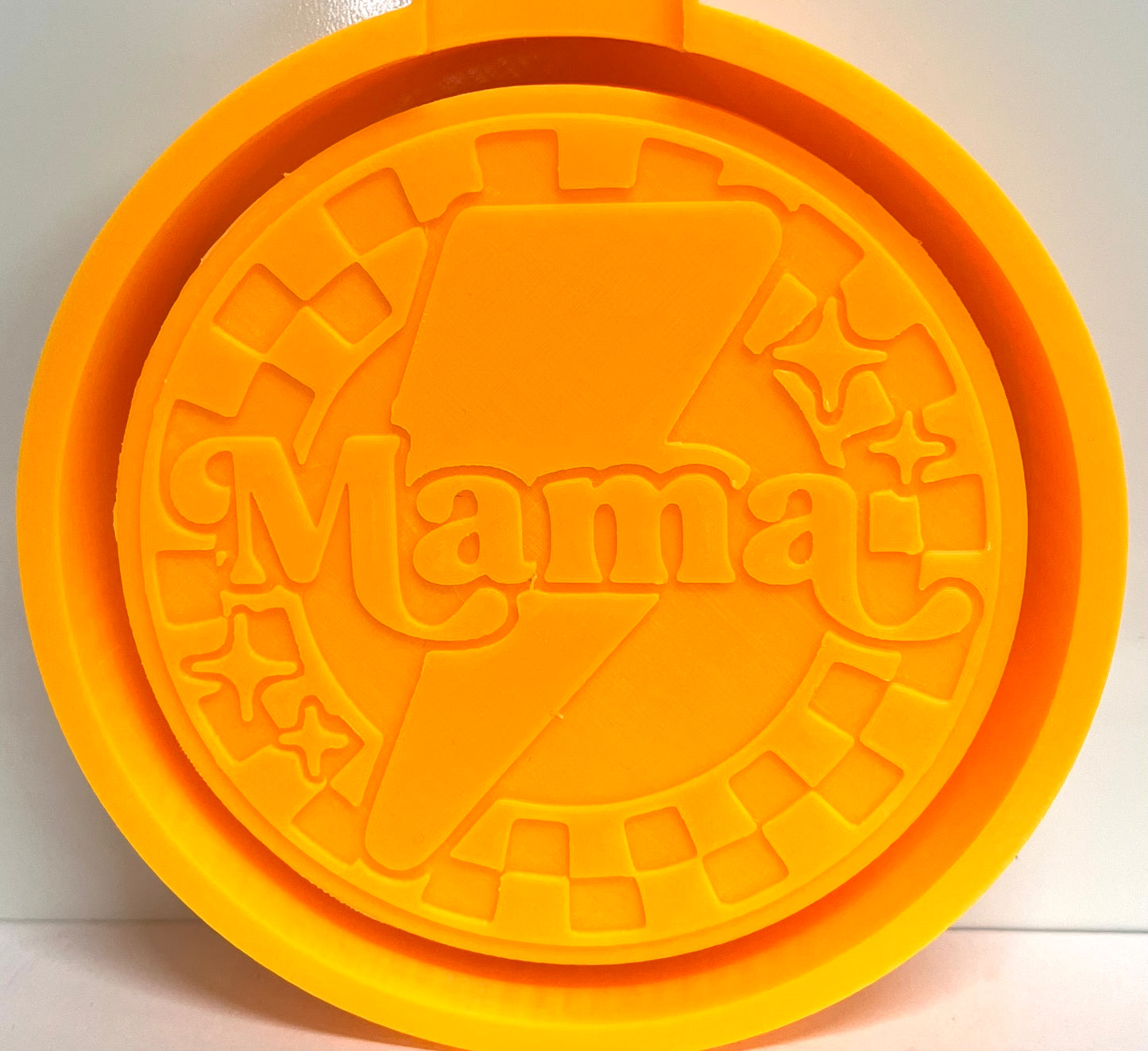Checkered Circle Lightening Bolt Mama Mold