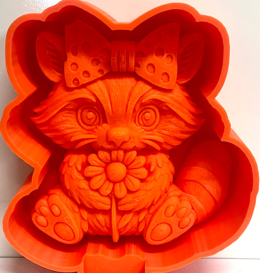 Raccoon with Flower 3D Mold