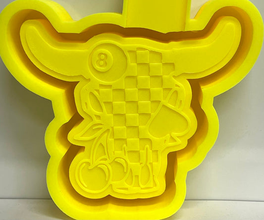 Checkered 8 Ball, Cherry, & Spade Bull Skull Mold