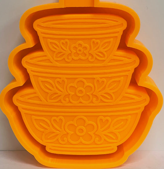 Stacked Flowery Pyrex Bowls Mold