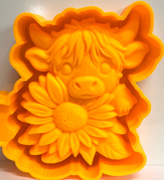 Highland Cow with Sunflower 3D Mold